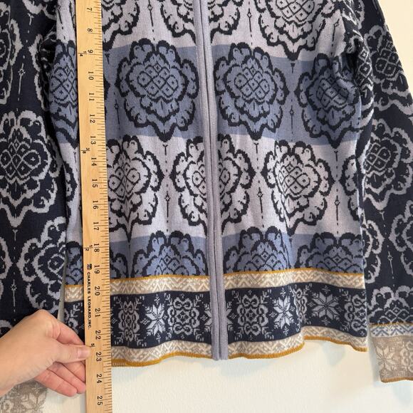 Icelandic Design Sweater Womens MED Wool Blend Zip up Cardigan Knit - Picture 4 of 10
